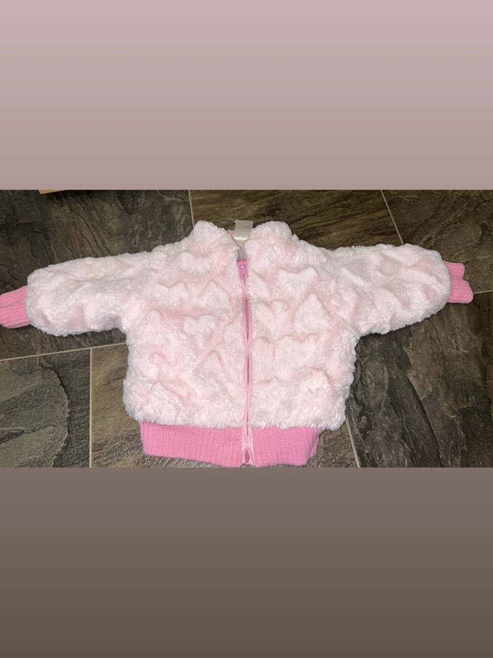 Nannette Light Pink Fuzzy Heart Zip-Up Hoodie